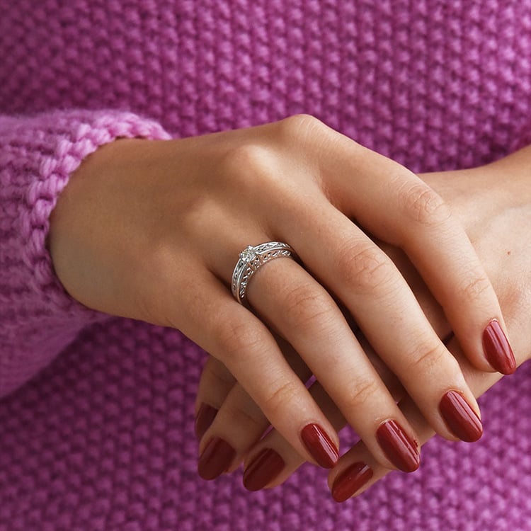 Zásnubní prsteň z bieleho zlata 74094