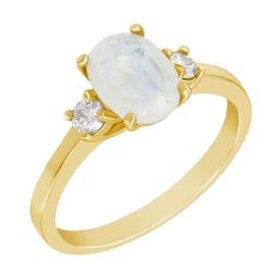 Zlatý prsteň s mesačným kameňom a moissanitmi Lettie