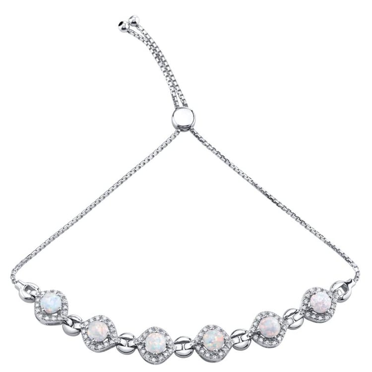 Strieborný náramok s bielymi opálmi