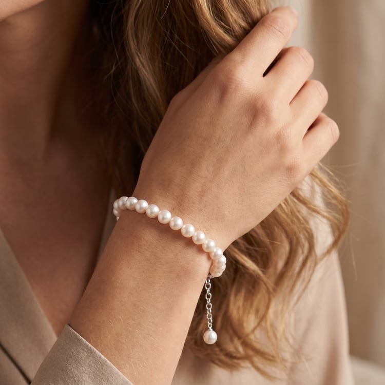 Strieborný perlový náramok Pania 166764