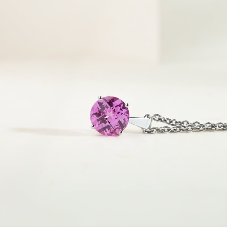 Ružový zafír v zlatom prívesku Atik 150084
