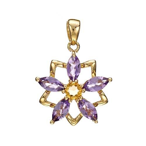 Prívesok s citrínom a ametystmi