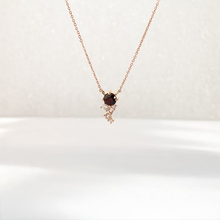 Cluster náhrdelník s českými granátmi, morganitmi a moissanitmi Barto 146801