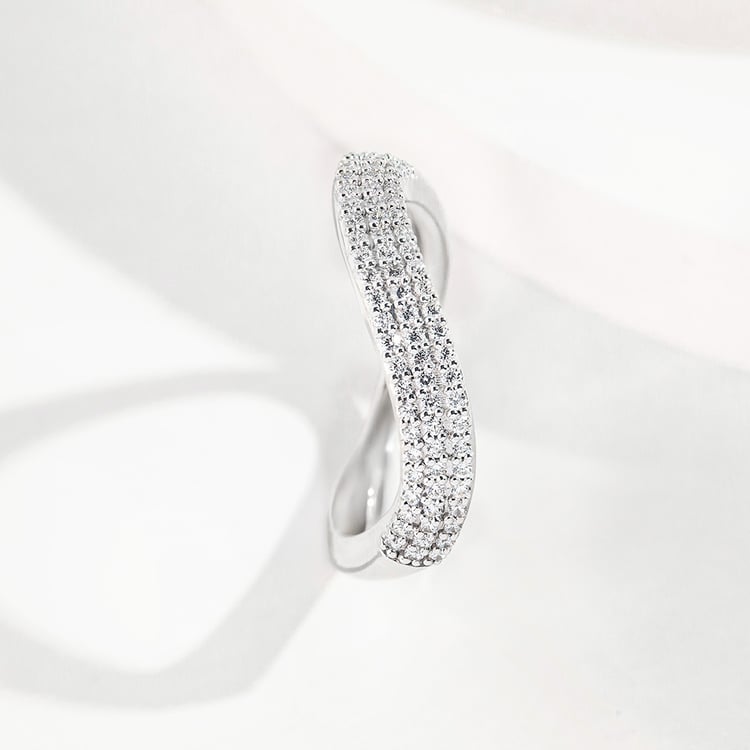 Half eternity zvlnený zlatý prsteň s lab-grown diamantmi Hjalmar 161565