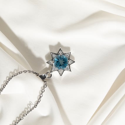 Strieborný prívesok s topásom a zirkónmi v tvare hviezdy Korey