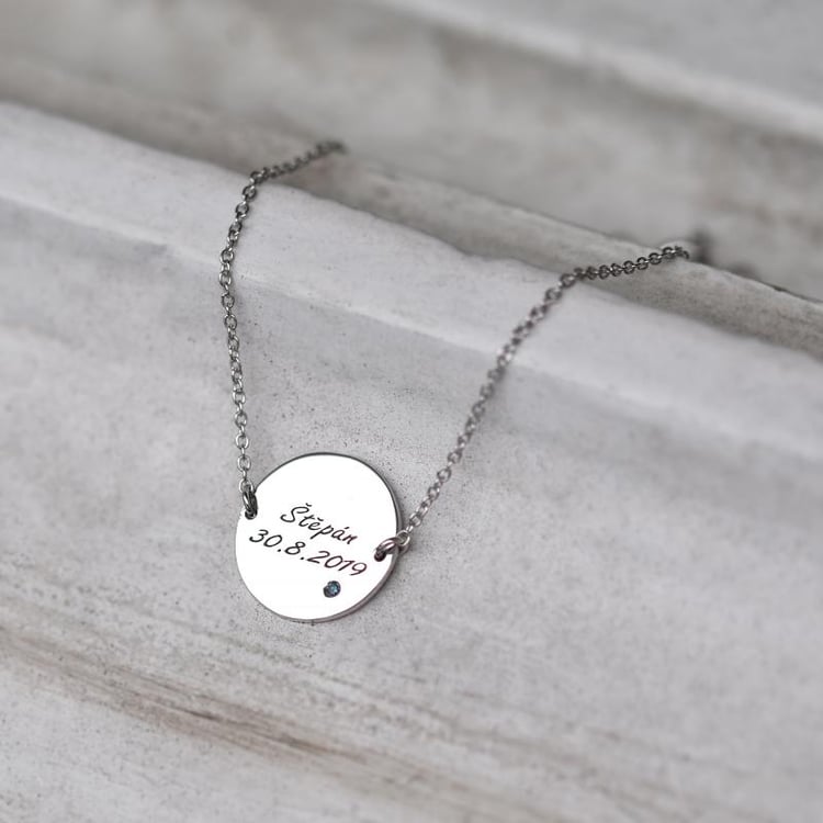 Náramok s modrým diamantom a gravírom vašej voľby 70501