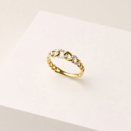 Zlatý prepletený prsteň s prírodnými diamantmi Rakhi