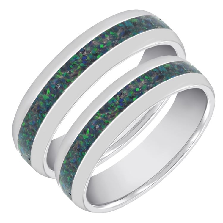 Zlaté svadobné obrúčky s čiernou opálovou výplňou Vicente