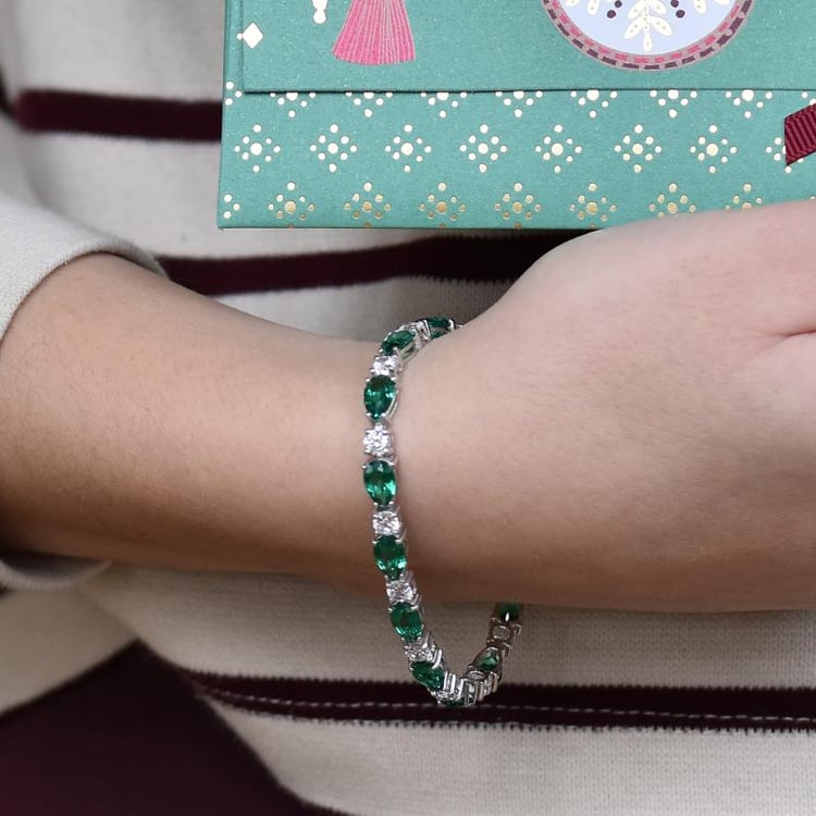 Smaragdový strieborný náramok 26132