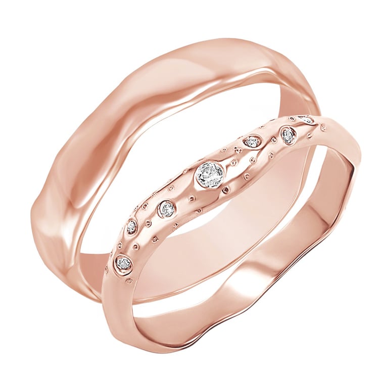 Nepravidelné zlaté svadobné obrúčky s diamantmi Parnell 153515