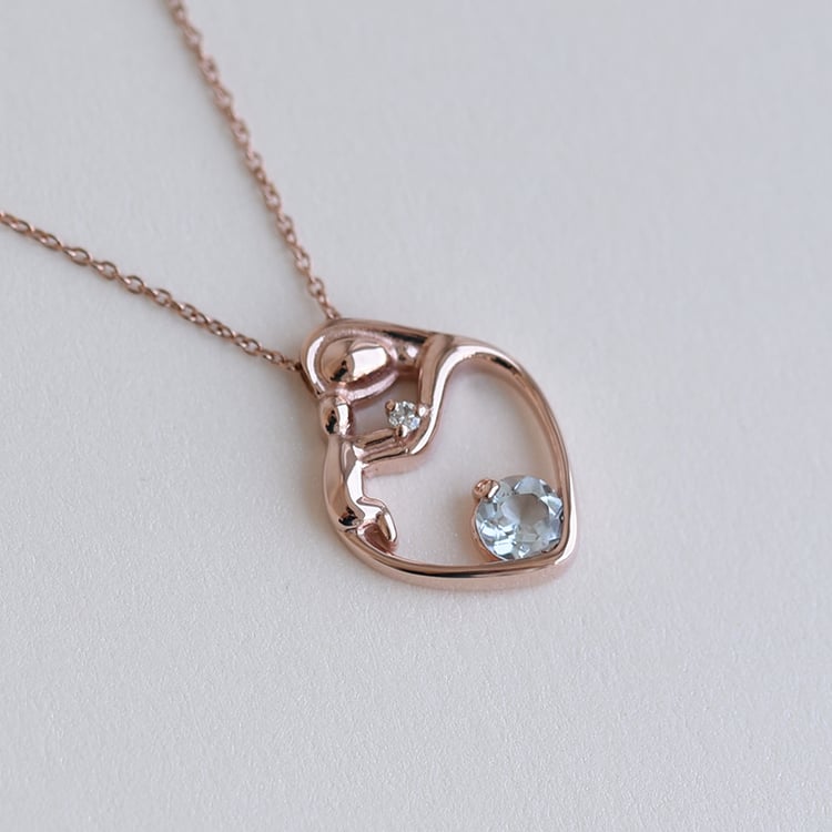 Prívesok matka a dieťa s akvamarínom a diamantom 63850