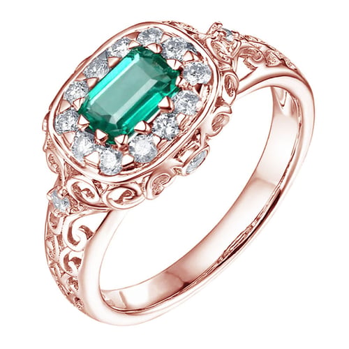 Zlatý prsteň s emerald smaragdom a diamantmi Huzil