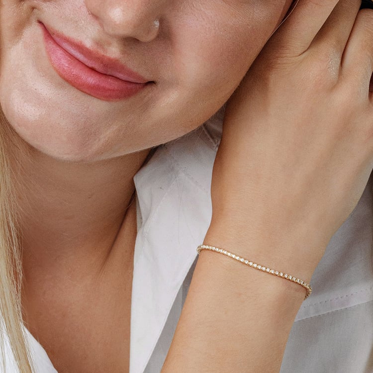 Zlatý tenisový náramok s lab-grown diamantmi Ema 162555