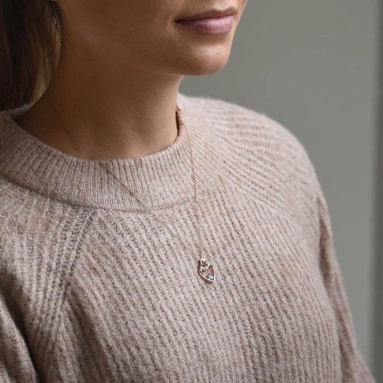 Akvamarínový prívěsok matka a dieťa s diamantom Ella 108843