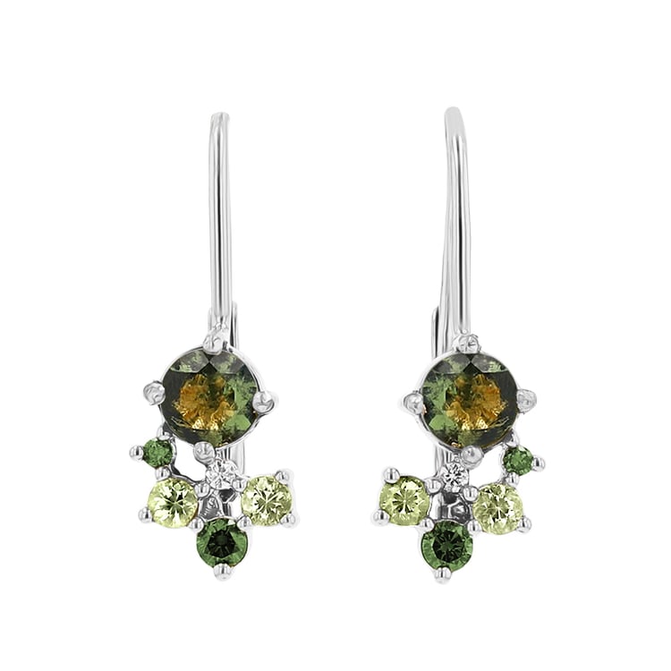 Cluster náušnice s vltavínmi, zafírmi a diamantmi Gita 146866