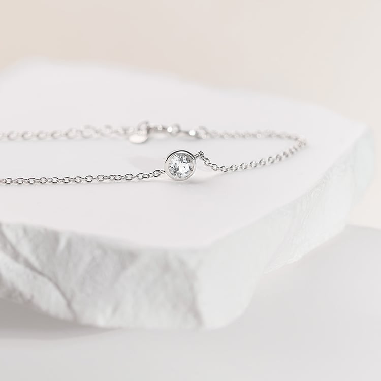 Strieborný náramok s bielym topásom Rollie 152850