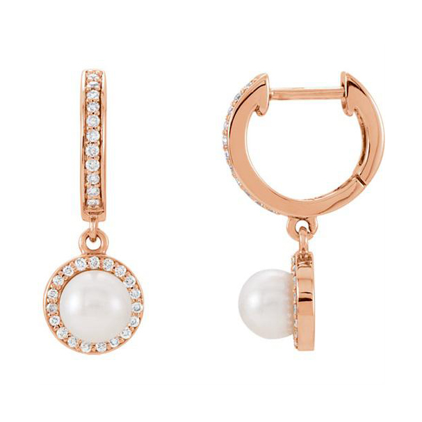 Náušnice z ružového zlata s perlami 82531