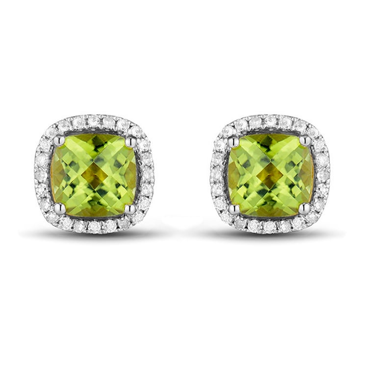 Zlaté náušnice s cushion olivínmi 90548