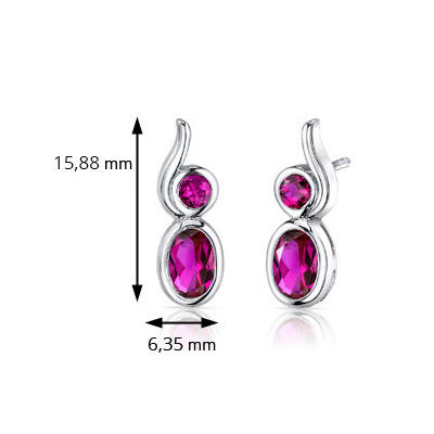 Rubínové strieborné náušnice 2761