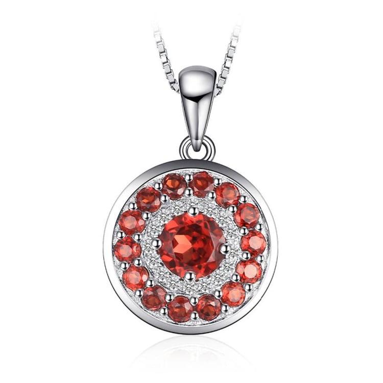 Strieborný náhrdelník s granátmi a zirkónmi Drorian