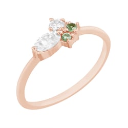 Jemný prsteň s moissanitmi a tsavorit granátmi Lore