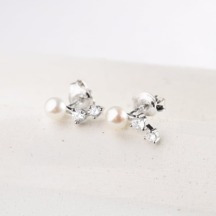 Perlové náušnice so zirkónmi Muji 147656