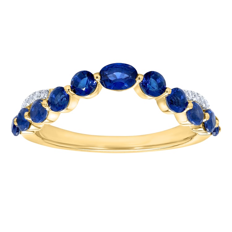 Elegantný zlatý prsteň so zafírmi a lab-grown diamantmi Sona 165273