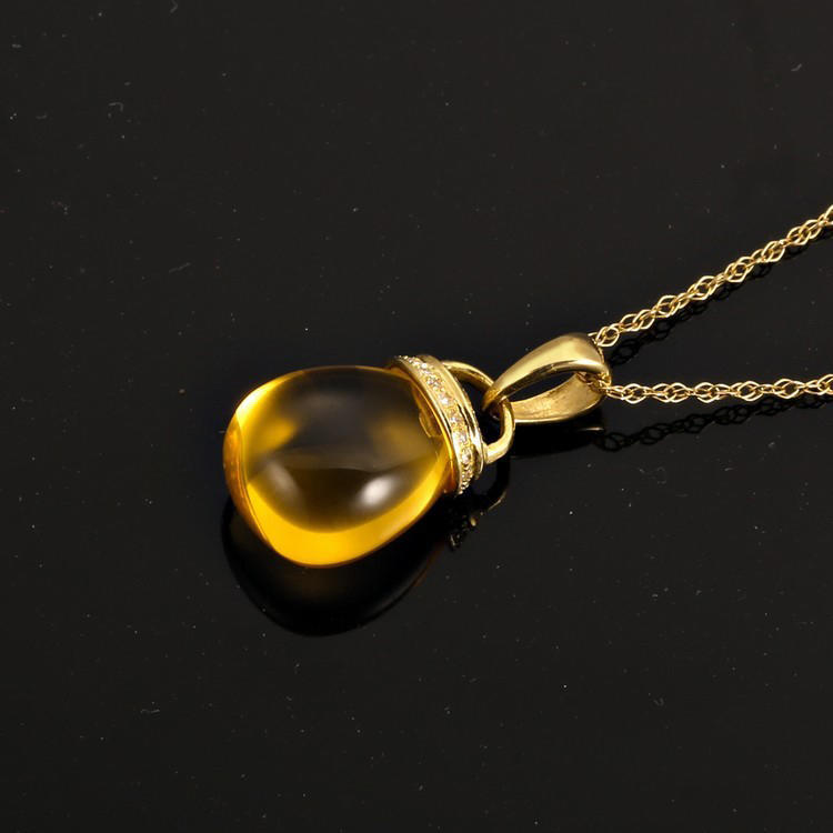 Zlatý citrínový prívesok 8509