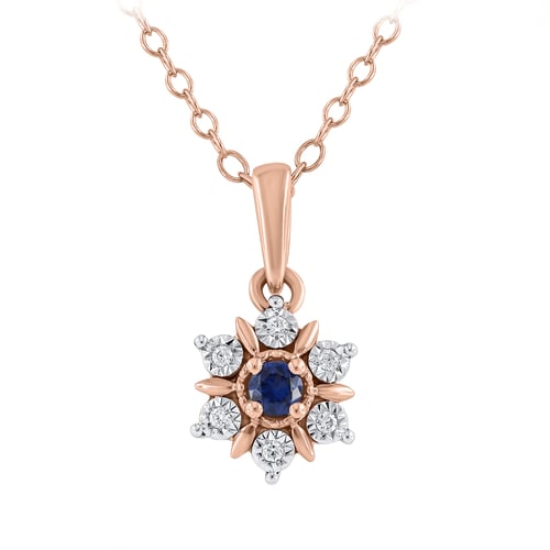 Elegantný prívesok v tvare kvetu so zafírom a lab-grown diamantmi Aarav