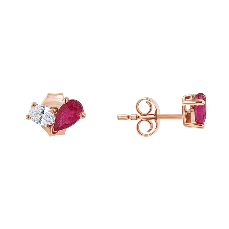 Náušnice Toi et Moi s rubínom a lab-grown diamantom Dua 134943