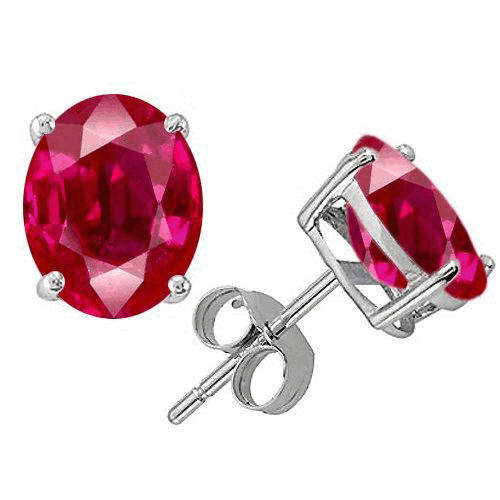 Náušnice s oválnymi rubínmi