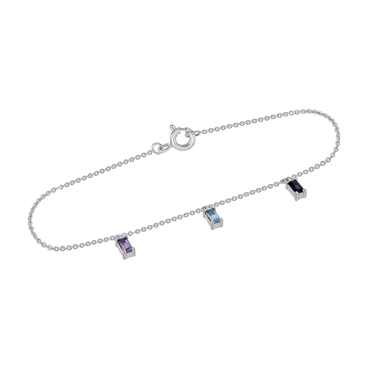 Zlatý náramok so zafírom, topásom a tanzanitom Alannis