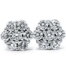 Zlaté diamantové náušnice kvet 1869