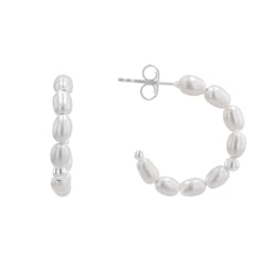 Strieborné kruhové náušnice s perlami Sazie
