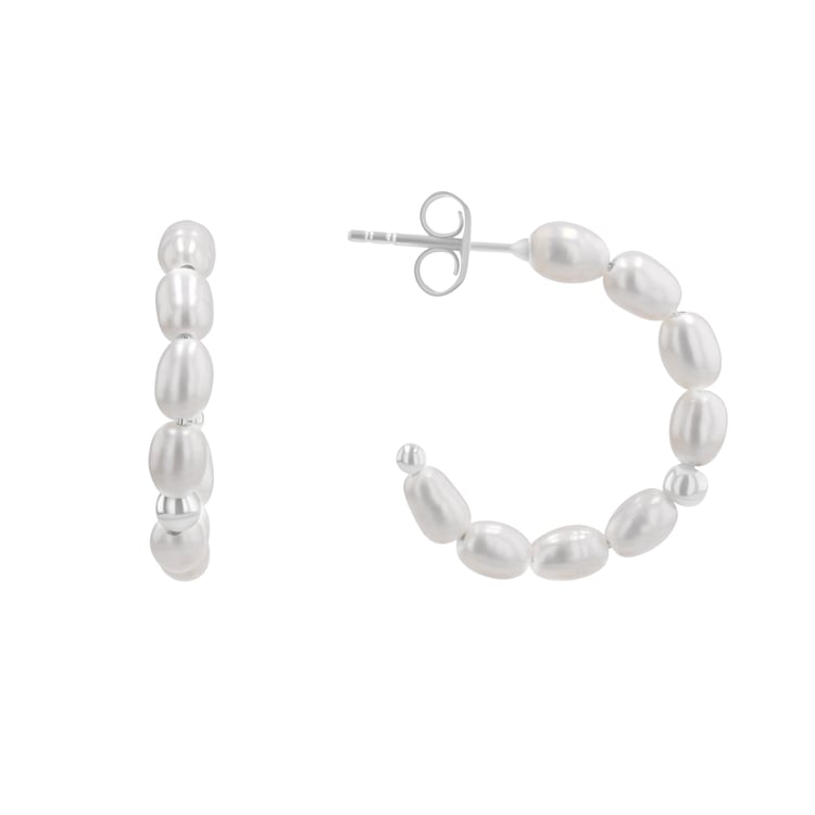 Strieborné kruhové náušnice s perlami Sazie 163883