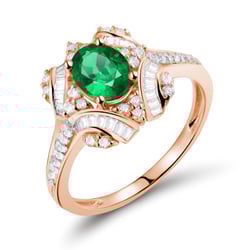 Zlatý prsteň s oválnym smaragdom a diamantmi Ross