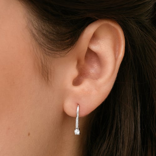 Strieborné visiací náušnice s 0.2ct lab-grown diamantom Sumaya