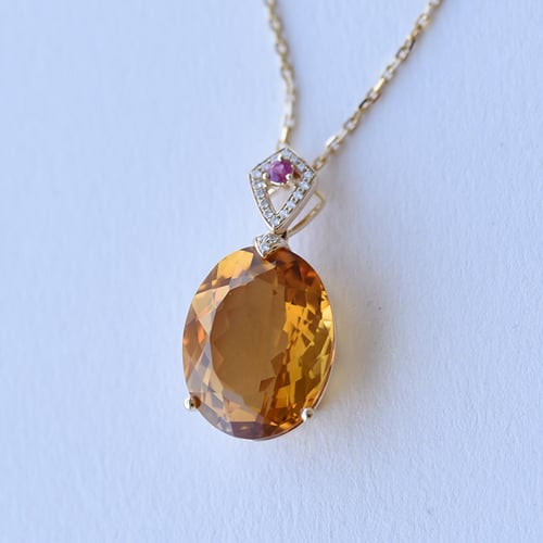 Citrínový prívesok s turmalínom a diamantmi Morvarid