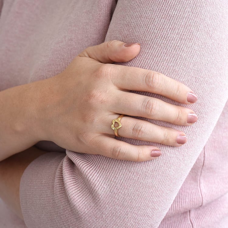 Pozlátený prsteň v tvare srdca 86068