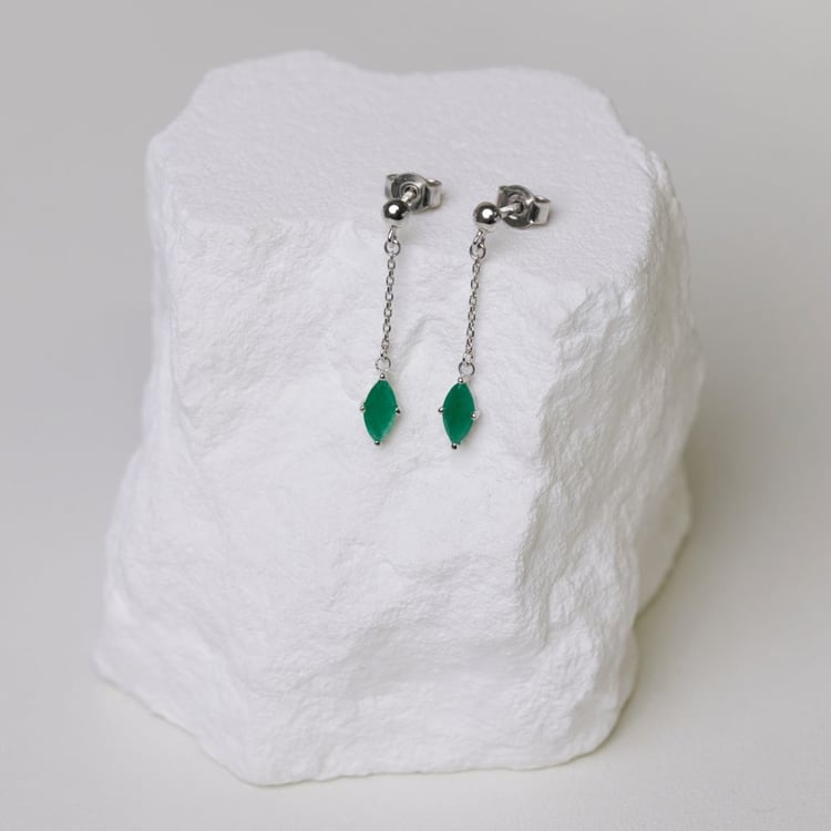 Zlaté visiace náušnice s brazílskymi smaragdmi 164064