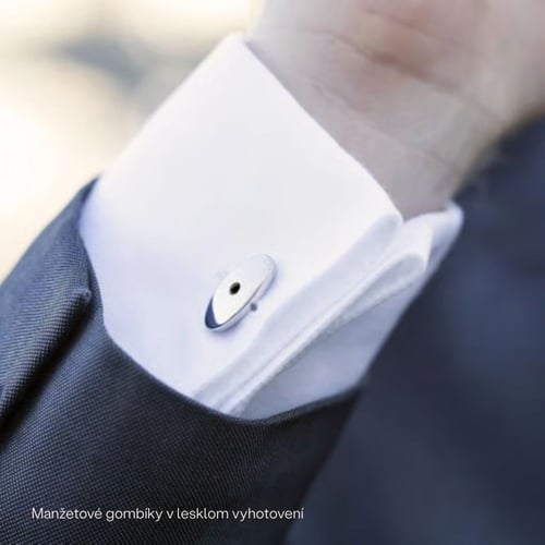 Strieborné manžetové gombíky s čiernymi diamantmi Adiel