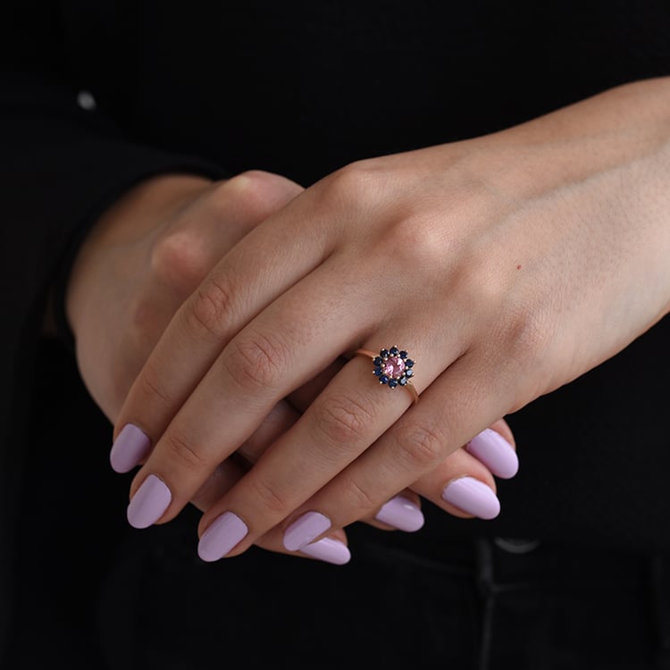  Zlatý prsteň s turmalínom a zafírmi Haidi 63042