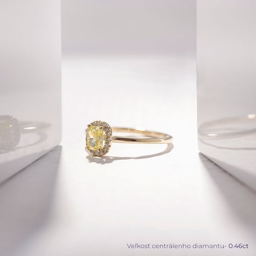 Zásnubný prsteň s certifikovaným fancy yellow lab-grown diamantom Velia