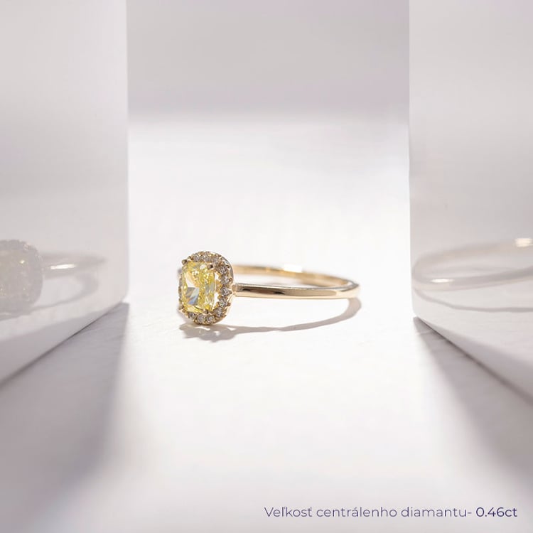 Zásnubný prsteň s certifikovaným fancy yellow lab-grown diamantom Velia 114205