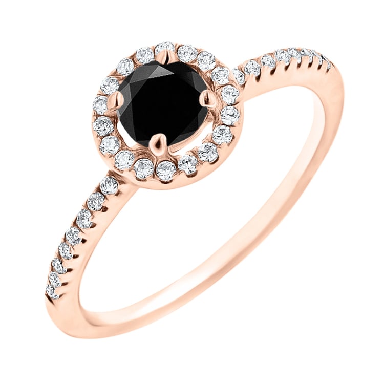 Halo prsteň s čiernym moissanitom a lab-grown diamantmi Kerau 145967