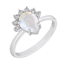 Zásnubný prsteň s mesačným kameňom a diamantmi Gower