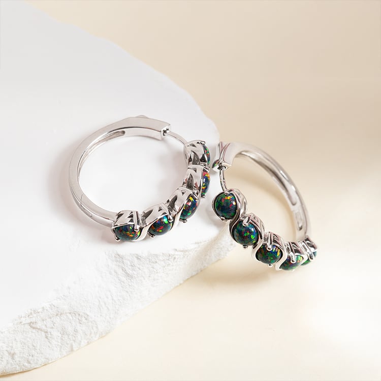 Strieborné náušnice s čiernymi opálmi Robbie 150488