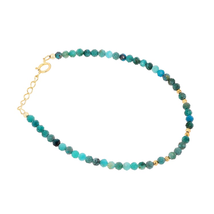 Pozlátený korálkový náramok s tyrkysmi a hematitmi Odette