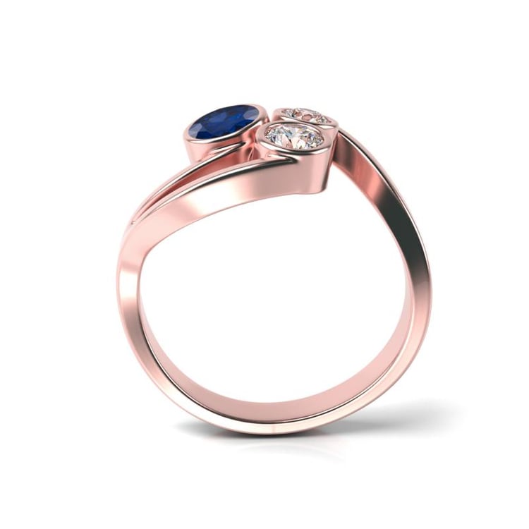 ásnubný zlatý prsteň so zafírom a diamantmi 22695