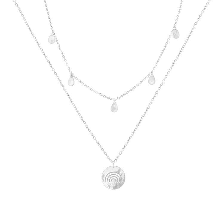 Set strieborného prívesku a náhrdelníka s kvapkami a dúhou A Cup Of Style 82133